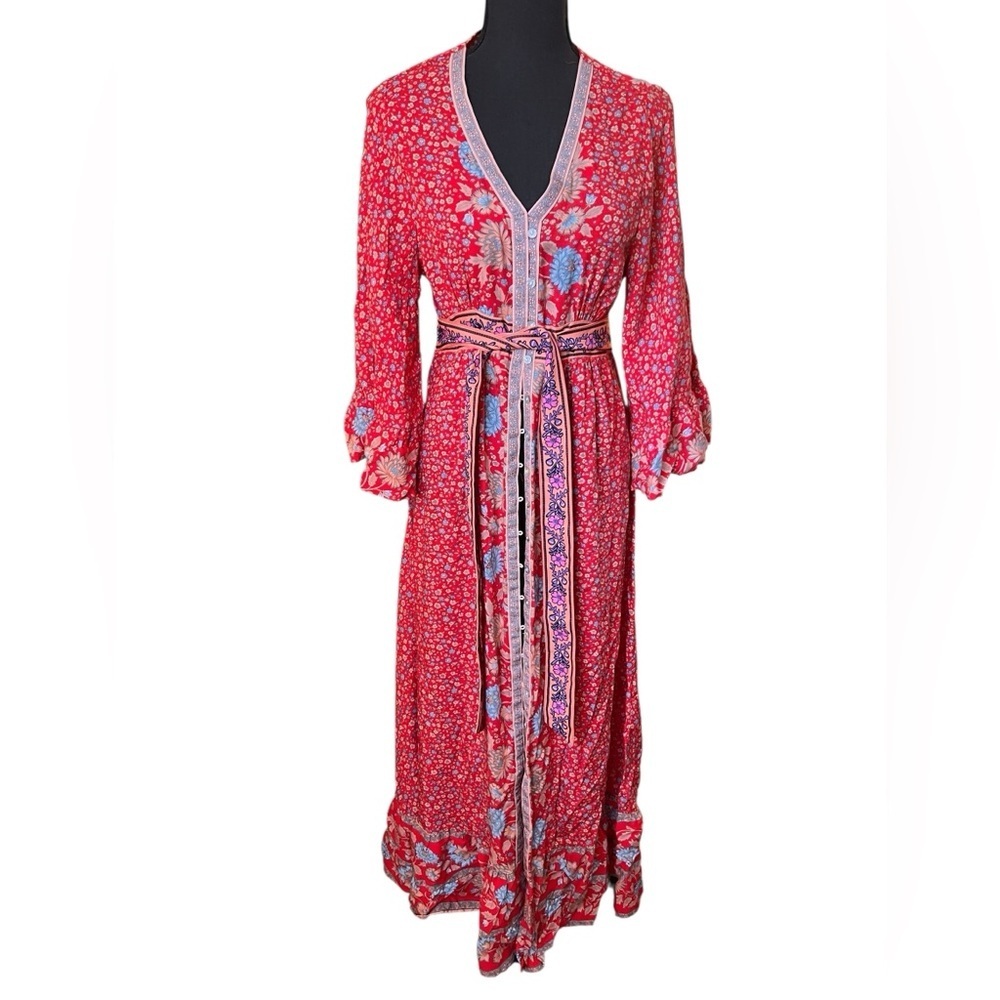 Red Floral Boho Maxi Dress NWOT - Picture 2 of 6